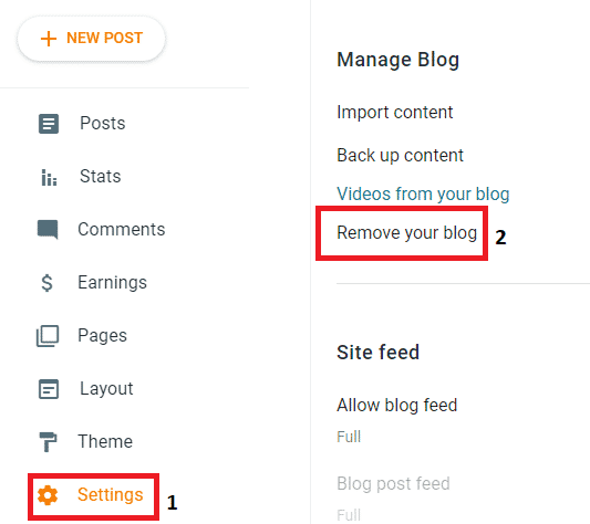 Remove Blogger Blog