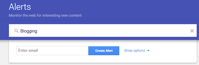 Enter email id in Google alerts