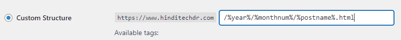 HTML in WordPress URl