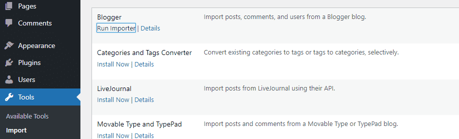 Import Blogger to WordPress